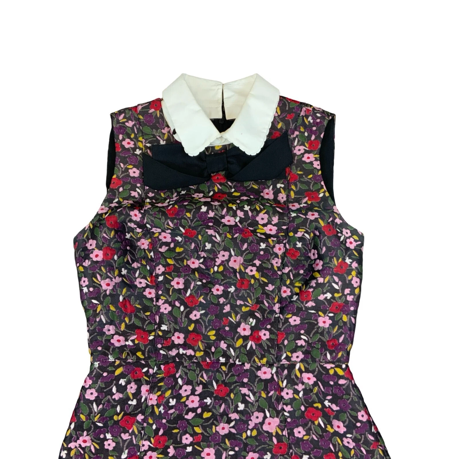 ABITO MIDI KATE SPADE FW 2017 FLOREALE CON COLLETTO JACQUARD XS UK 6