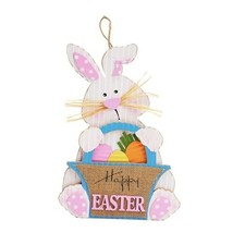 Easter Decorations - Wooden Easter Wreath for Front Door - Cute Bunny - Medium