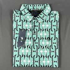 William Murray Golf Shirt Polo Crash Landing Print Medium Seafoam Green MSRP $88