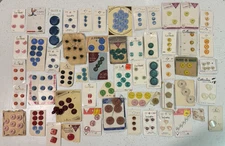 Vintage Buttons on Cards Some Partial Cards 55 Cards 218 Buttons Various Brands