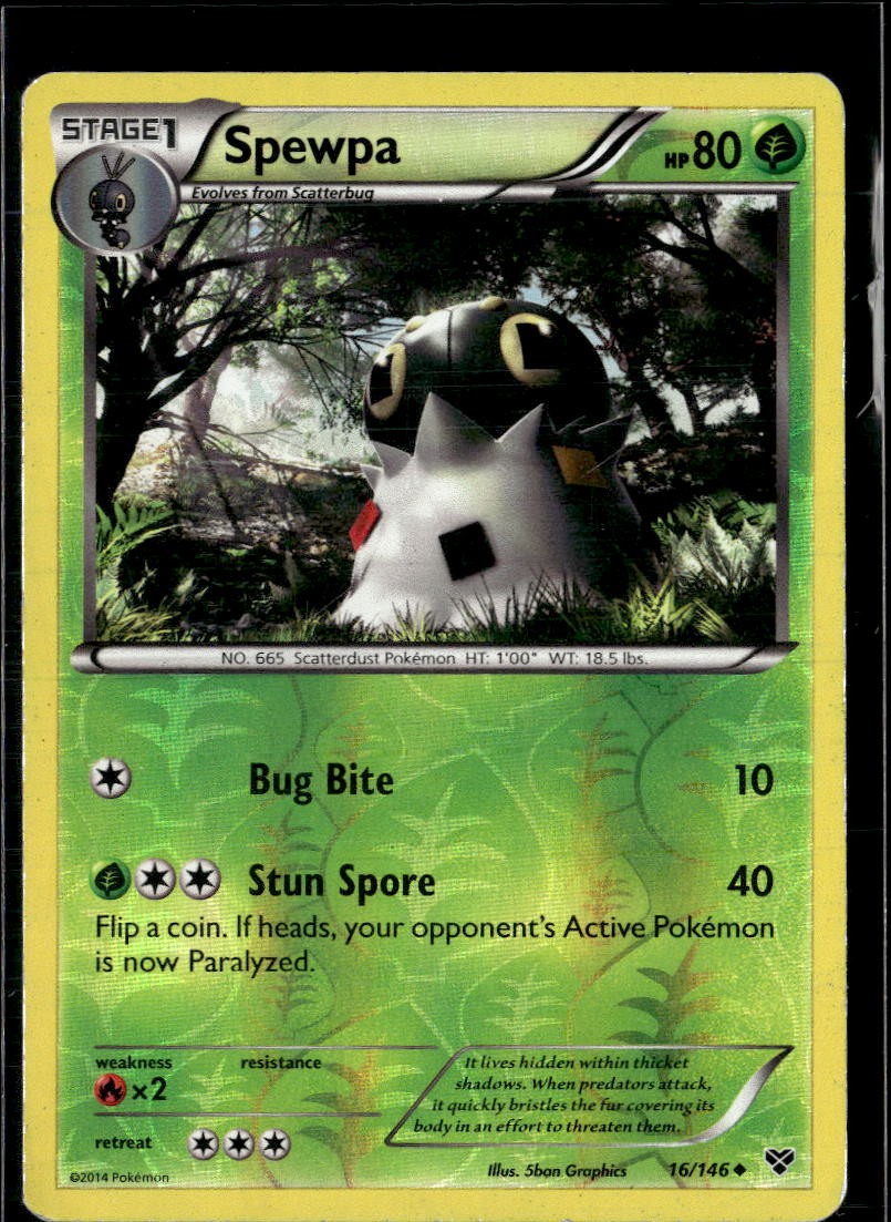 Pokemon Spewpa 16/146 XY Base Set Reverse Holo Uncommon LP