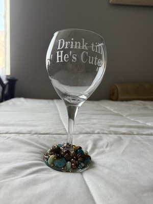 Jewelry Wine Glasses handcrafted with fine stones-Jewelry  Drink till he s Cute 