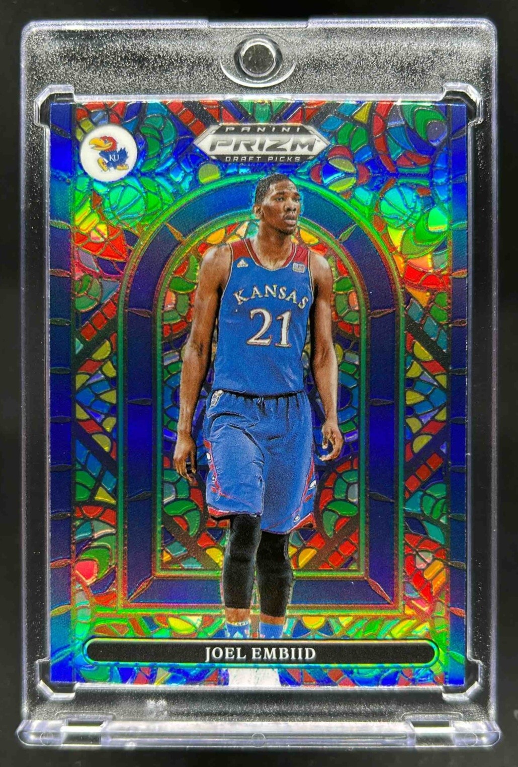 2022-23 Prizm Draft Picks Joel Embiid Stained Glass #SG-JE Jayhawks