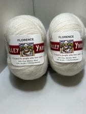 Valley FLORENCE Yarn WHITE #27488 Wool/ Acrylic blend 50gr ea. Set of 2