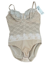 NEW VINTAGE GRENIER LINGERIE NUDE LACE ONE-PIECE SHAPER BODYSUIT 6503 WOMEN 38D