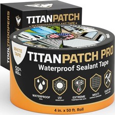 Titan Patch PRO Waterproof Sealant Tape   White 4" x50'   Stops Leaks Fast  ...