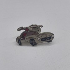 Vintage White Mercedes Benz 300SL Gullwing Automotive Lapel Hat Pin