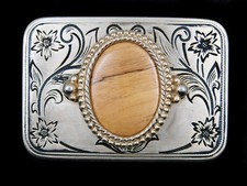 SJ03150 VINTAGE 1970s  WOOD  WESTERN  COWBOY FASHION BELT BUCKLE