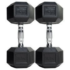 CAP Barbell, 35lb Coated Rubber Hex Dumbbell, Pair, Prevent Rolling FREE SHIP US