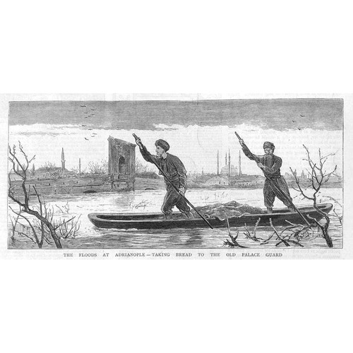 ADRIANOPLE The Floods, Taking Bread to the Old Palace Guard - Antique Print 1876
