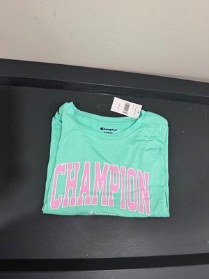 Champion Girls Activewear T-Shirt XL 14/16 Beach Glass Mint Pink Logo Tee NWT