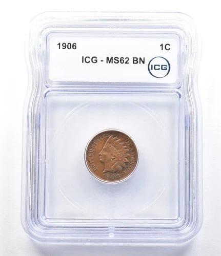 1906 Indian Head Cent MS62 BN ICG *6941