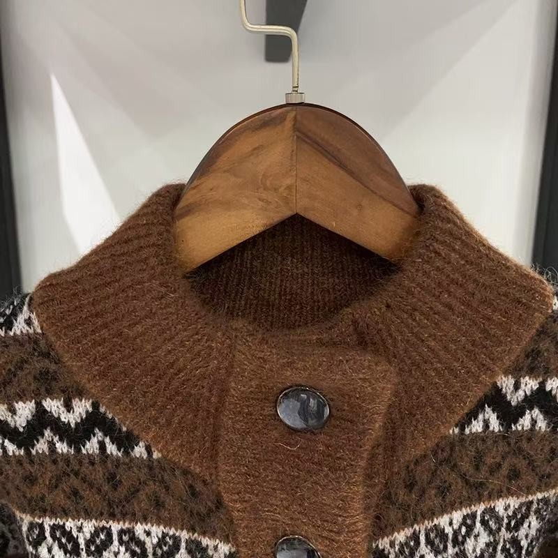 Sezane autumn/winter wool blend geometric jacquard short jacket