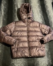 Mens M/XL Evisu hooded pearlized brown quilte...