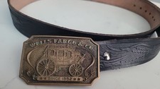 Vintage 1973 Wells Fargo  Co Since 1852 Solid Brass Belt Buckle w Eagle Belt