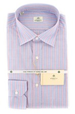 Luigi Borrelli Light Blue Striped Cotton Shirt - Slim - 15.75/40 - KT