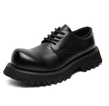 Mens Faux Leather Big Round Toe Oxfords Party Work Casual Clubwear Lace Up Shoes