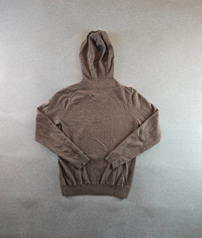 Suéter Vince Para Hombres Pequeño Marrón Lana Moteada Alpaca Mezcla Seda Sudadera con Capucha Bolsillos Foto 2 de 4