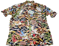 NEW! REYN SPOONER CAMP SHIRT -XL CUBAN CIGAR SMOKE HAVANA GIRL TOBACCO USA LAWN