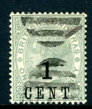 British Colonies 1892 QV Honduras 1¢/1¢ Green Sc #47 VFU X176