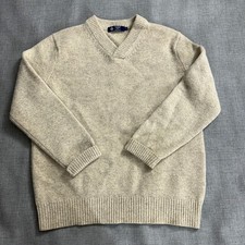 J. Crew Sweater Men's M Beige Heavy Knit 100 Lambswool V-Neck
