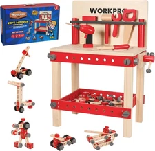 WORKPRO Wooden Workbench Kit Kids Tool Bench Building Toy Set  Educational Toy