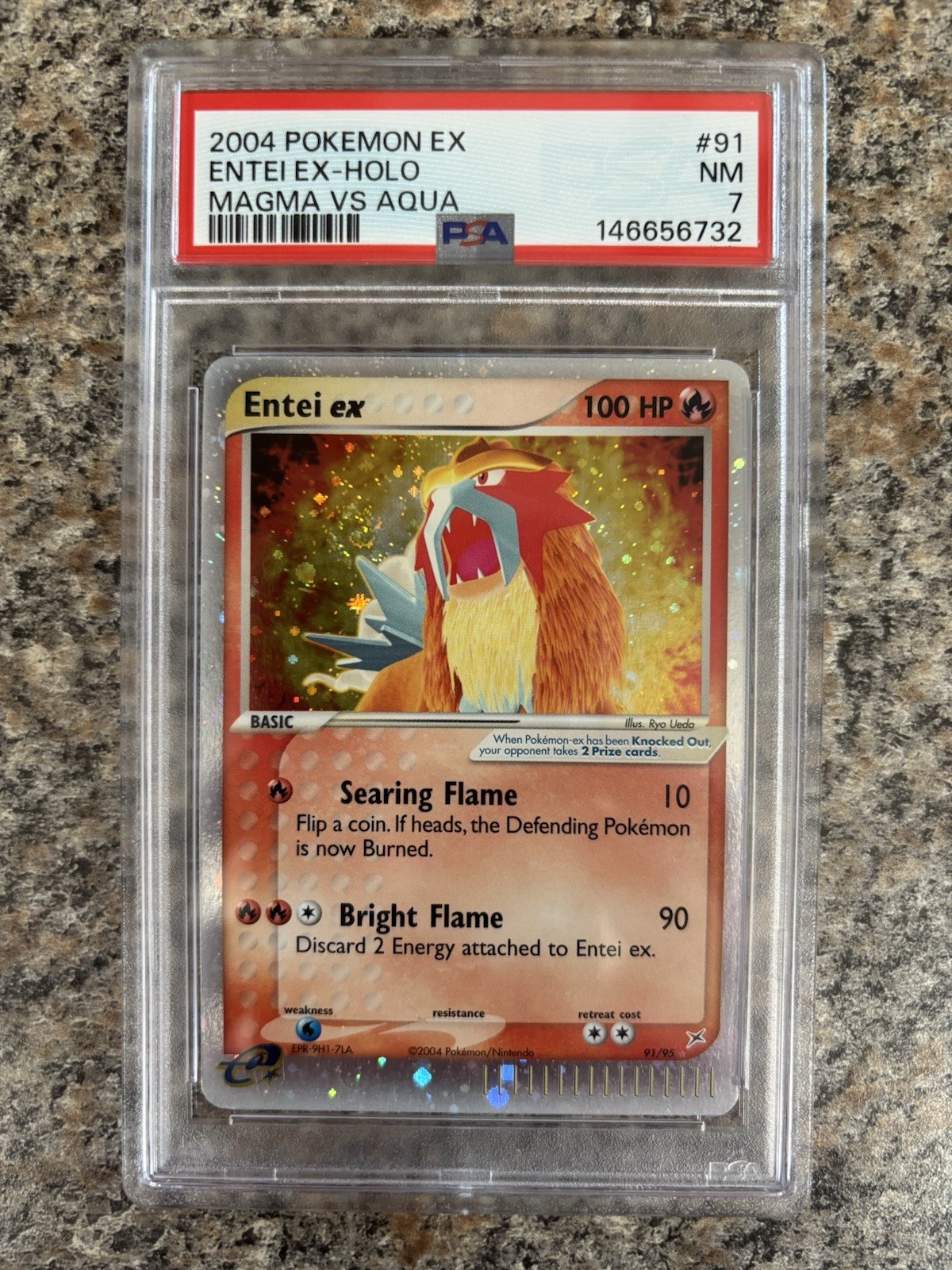 Pokemon TCG Entei EX 91 Holo PSA 7 NM Team Aqua Vs Magma 2004 Card Near Mint