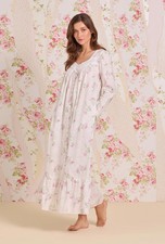 Eileen West Long Sleeve Multi Floral 100 Cotton Lawn Button-Up Nightgown Robe L