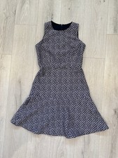 J Crew Women’s Dress Size 2 Sleeveless Navy Pattern Fit And Flare Business Work