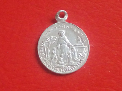 SANCTA INFANTIA + VIRGO MARIA - religiöses Medaillon - Latein - Aluminium 18mm