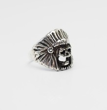 Teschio IN Nativi Americani Copricapo Grande Vintage Uomo Gotico Biker Anello 12