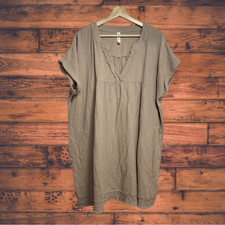 Zenana Tan Distressed Pocket Dress XL