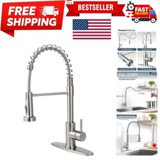 Elegant Brushed Nickel Kitchen Faucet with Pull Down Sprayer - 1/3 Hole Design
