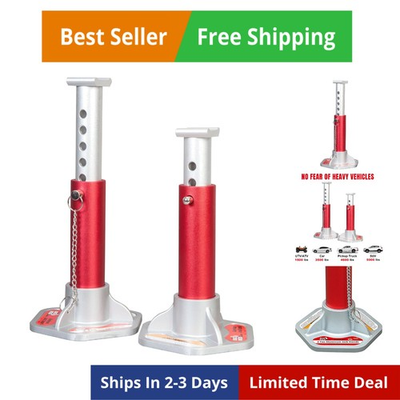 #ad Aluminum Jack Stands with Locking Support Pins: 3 Ton 6000 lb Capacity Red ... $159.99