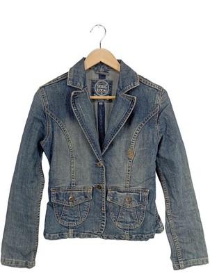 9886 DNM VINTAGE WEAR Jeansjacke Damen Jacke Gr. DE 34 blau Casual-Look