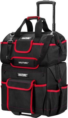 HAUTMEC 2 Piece Rolling Tool Bag Set 15 Inch Wheeled Tote