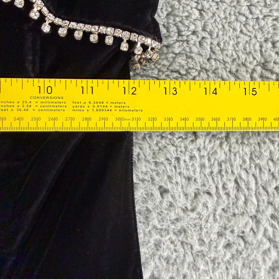 Vestido Scott McClintock para mujer talla 6 negro terciopelo sin tirantes estrás vintage Foto 4 de 4