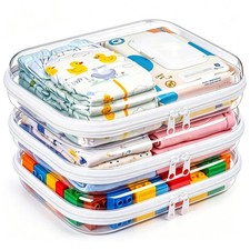 3 Pack Diaper Bag Organizer Pouches, Clear Hard Shell Zipper Cases for Travel...