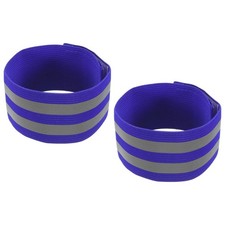 Reflective Bands for Arm Wrist Ankle Leg 12x2 Inch Strip Blue 2 Pack