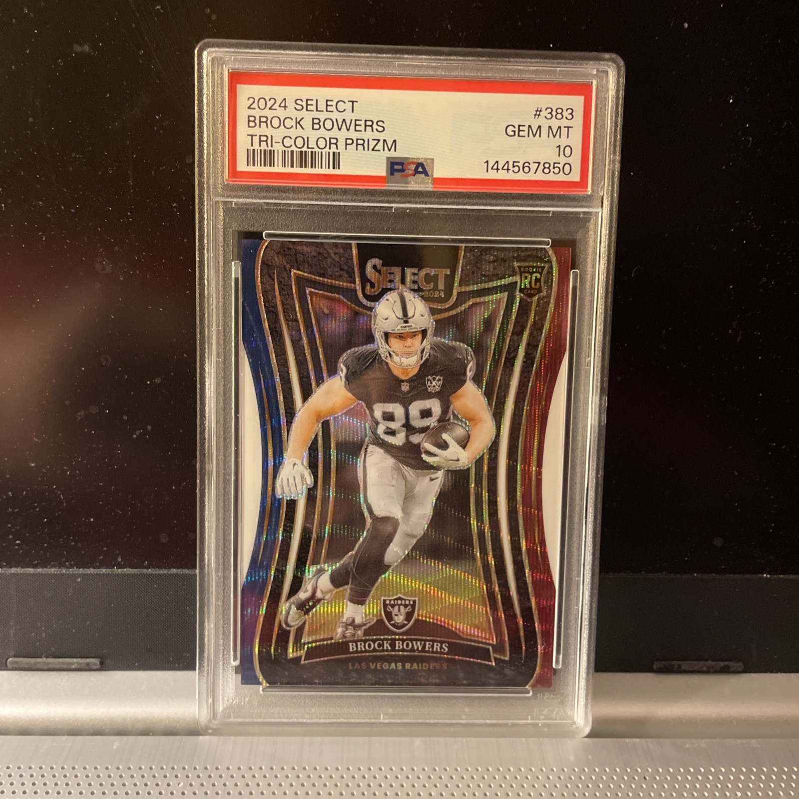 2024 Select Brock Bowers Rookie Suite Level Tri Color Prizm /149 PSA 10 