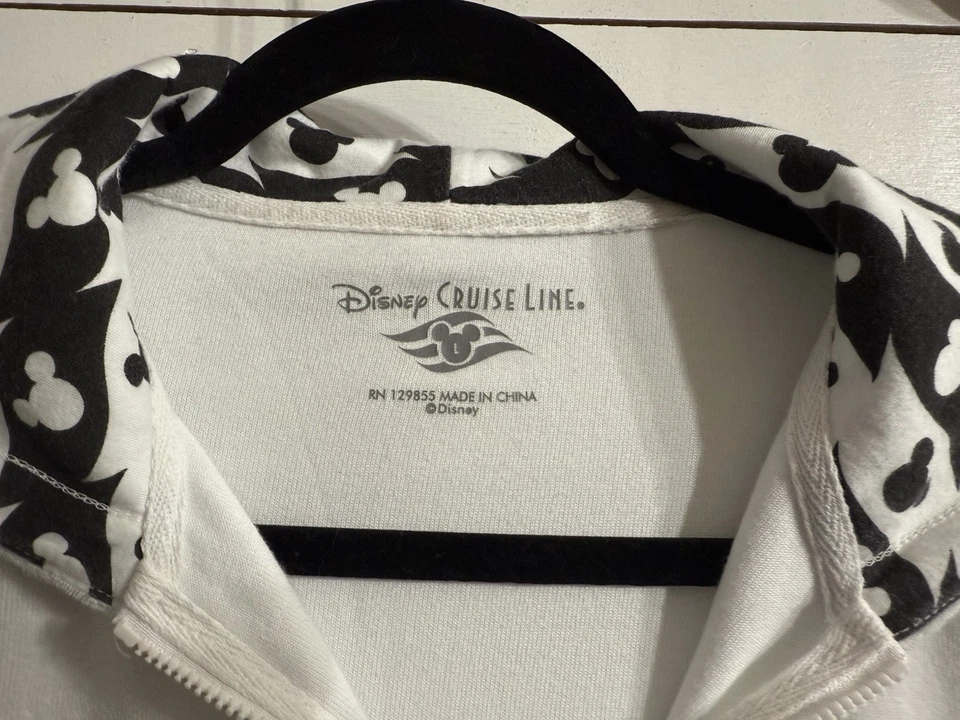 Disney Cruise Line Микки на молнии с капюшоном плавать прикрыть белый черный халат большой - Изображение 3 из 4