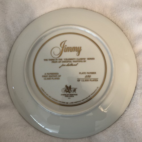 1983 Judy & Jimmy Durante American Heritage Celebrity Clown Plates Fine China - Picture 6 of 9