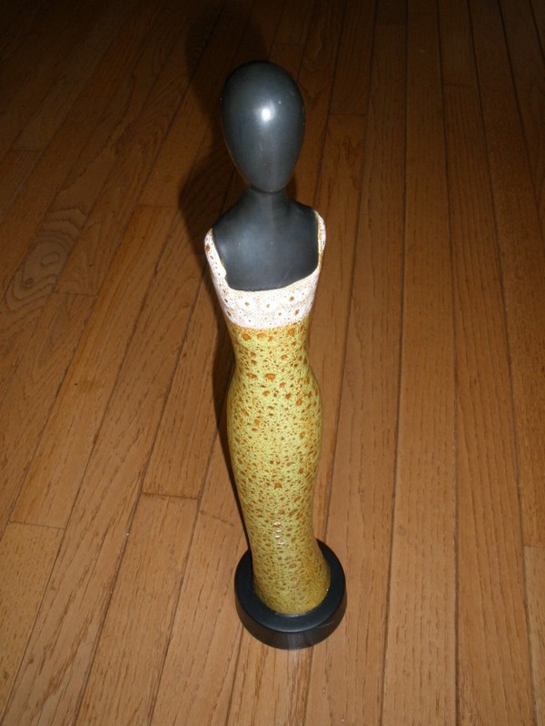 Vintage GLAZED EBONY CLAY CARVING - Woman Figurine - Philippines