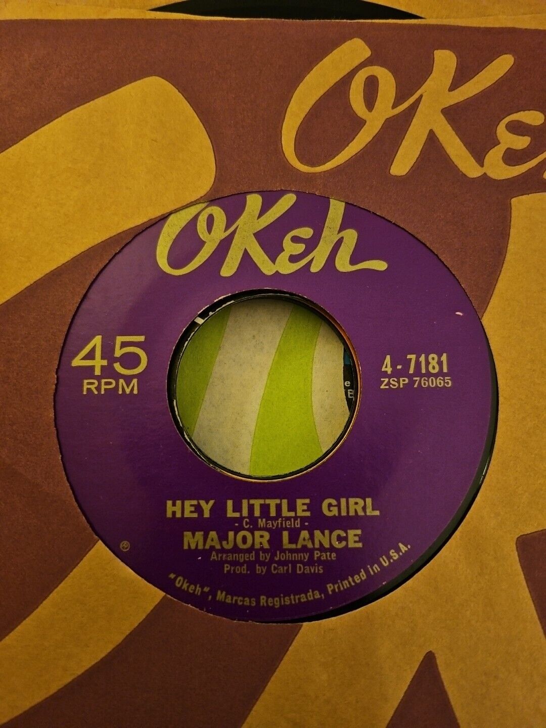 MAJOR LANCE Hey Little Girl 45 7" RARE EARLY R&B SOUL Record Vinyl 1963 OKEY