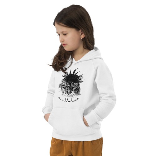 Frida Kahlo, Cat, Kids, eco, hoodie, Pets, Kangaroo, Kitty, Shirt, Meow design - Picture 7 of 7