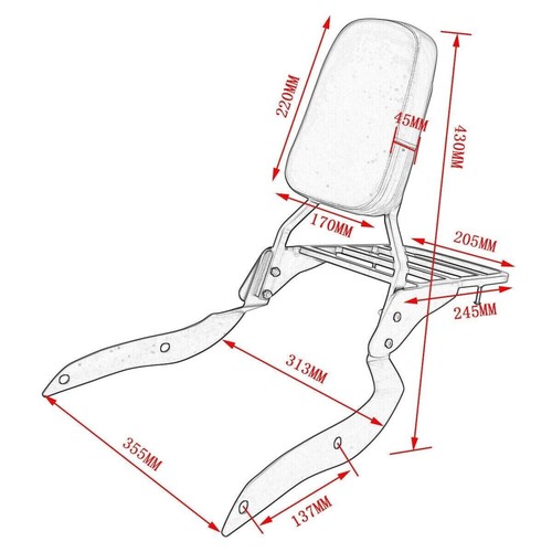 Backrest Sissy Bar + Luggage Rack For Yamaha XV1700 Road Star Warrior 2002-2010 - Picture 2 of 8