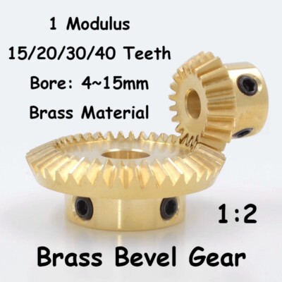 1 Modulus 15/20/30/40 Teeth 90° Angle Ratio 1:2 Brass Umbrella Tooth Bevel Gear
