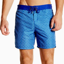 Mr. Swim Circles Print Swim Shorts Blue 28 NWT 75