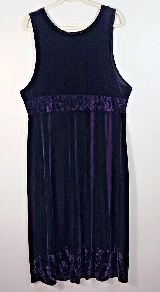 Worthington Purple Velvet Textured Dress 16W Vtg Maxi Midi Velour Stretch Party - Image 2 of 4