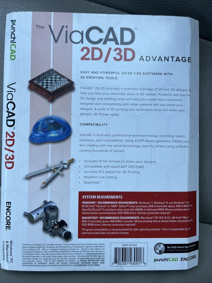 Brand New Encore PUNCH! ViaCAD 2D/3D v10 Traditional Disc *USA SELLER* Sealed - Image 2 of 2